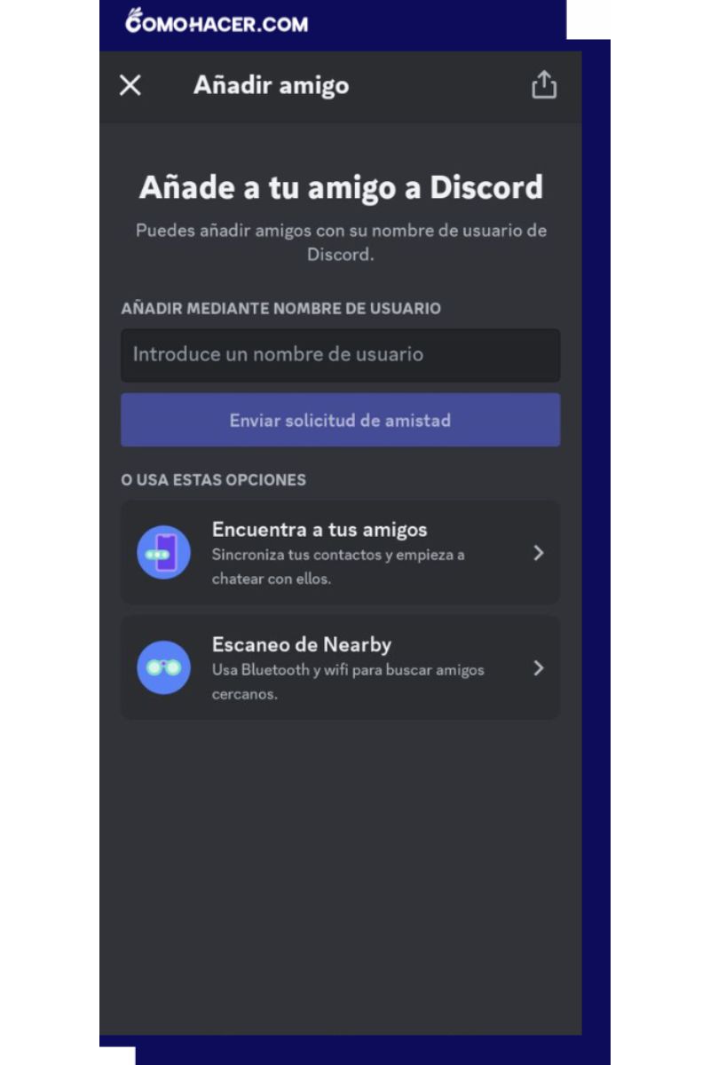 Añadir nuevos amigos en la app de Discord