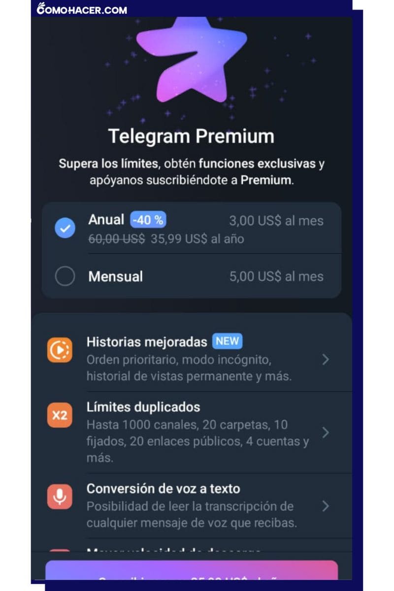 Captura de telegram Premium