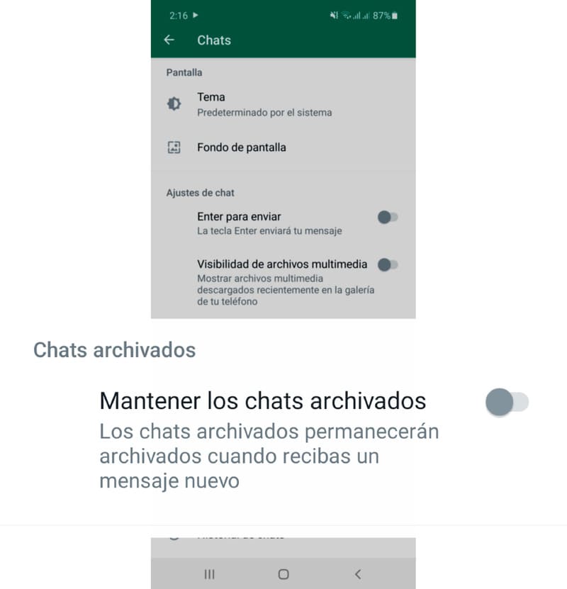 Ocultar mensajes de WhatsApp en Android