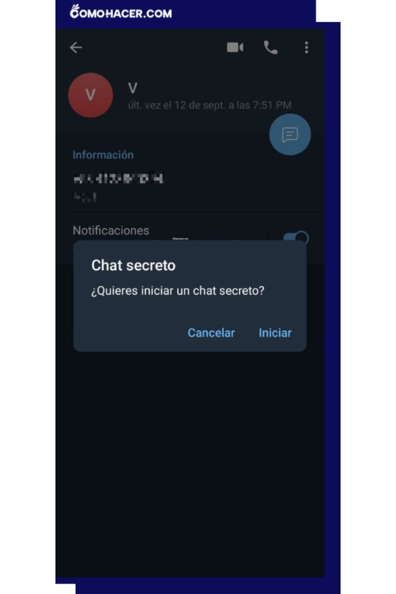 Confirmar el chat secreto en Telegram