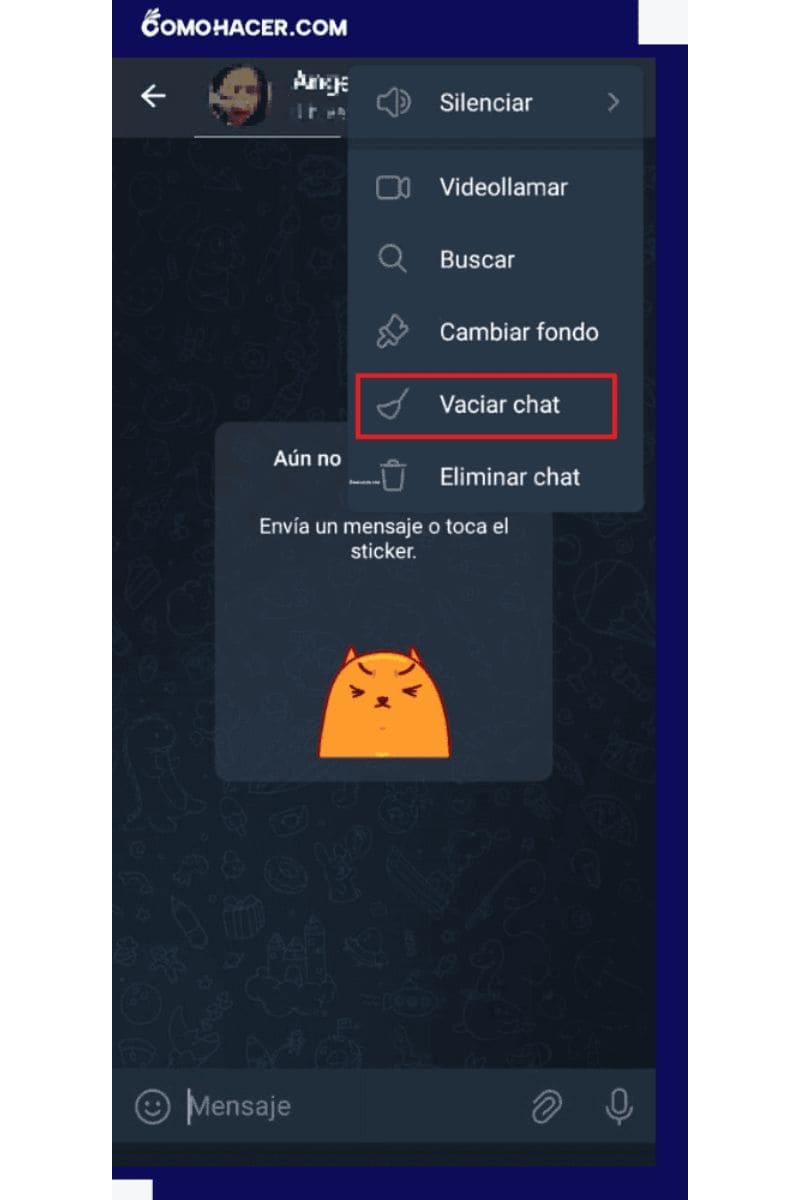 Opción para vaciar un chat de Telegram