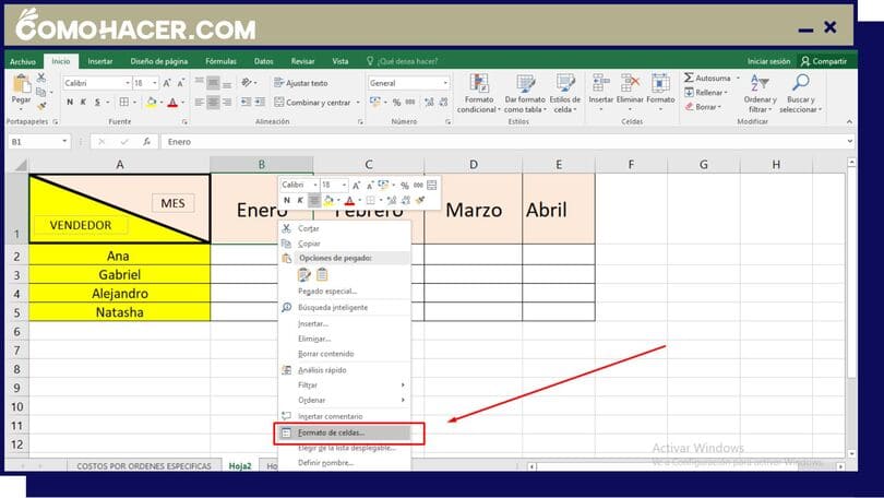 Dar formato a celdas en Excel