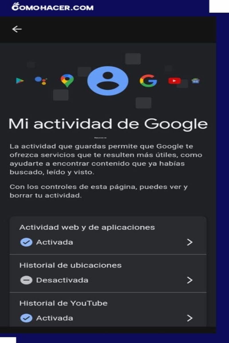 Captura que muestra la sección Mi Actividad en un Android
