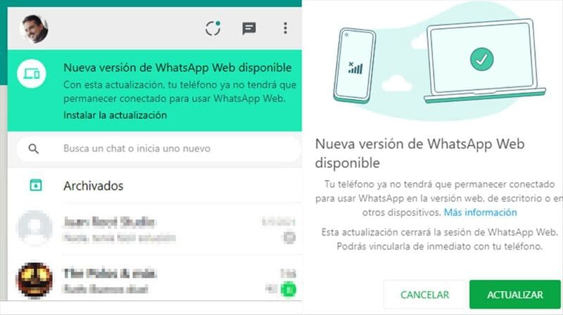 Interfaz de WhatsApp Web